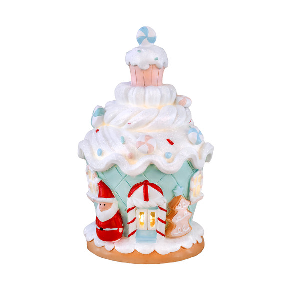 National Tree Company 8 in. Santa Cake House with 3 LED Lights