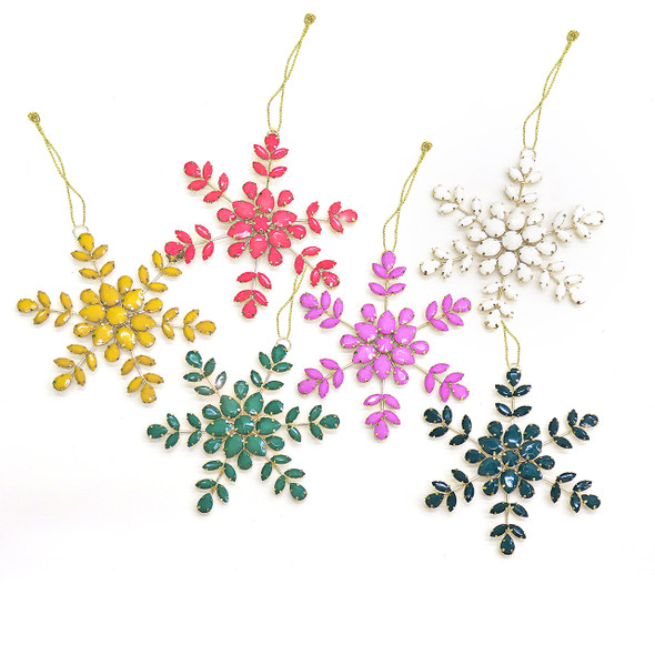 National Tree Company 5 in. Mixed Assorted Snowflake Ornaments, Set of 6