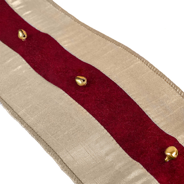 National Tree Company 3 in. x 15 yds. Metallic Dupioni Velour Overlay Fused Ribbon, Gold/Red