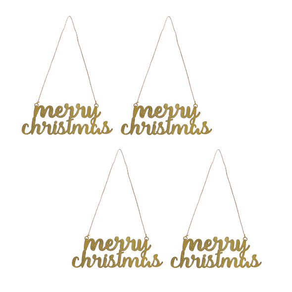 9 in. "Merry Christmas" with Gold Finish, Set of 4