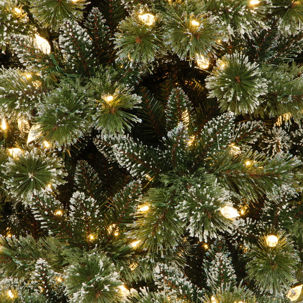 National Tree Company 7.5 ft. Glittery Bristle Pine Slim Tree with 600 LED Lights