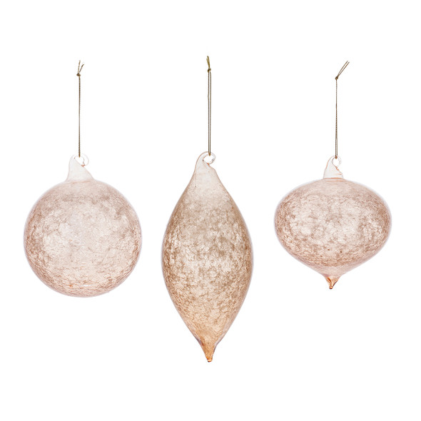 In-Store Only - Gold Glass Beaded Frosted Onion Ornaments, Set of 3 