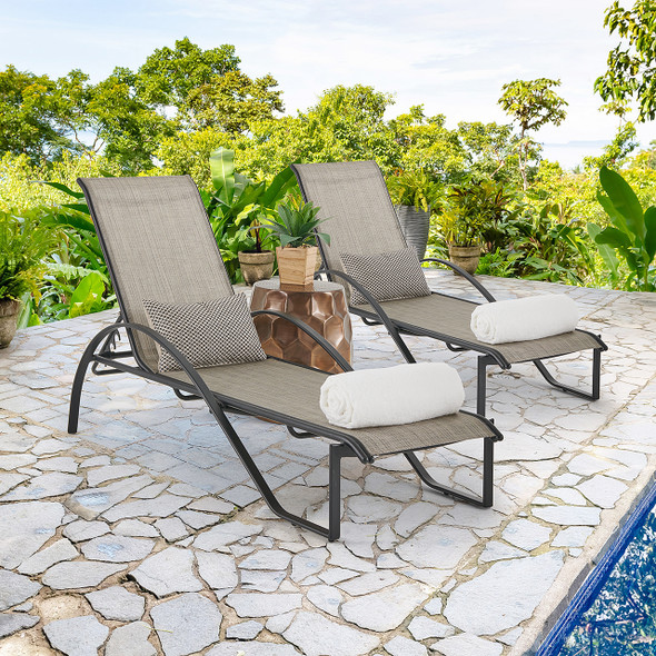 South Beach Aluminum with Banket Sling 2 Piece Chaise Lounge