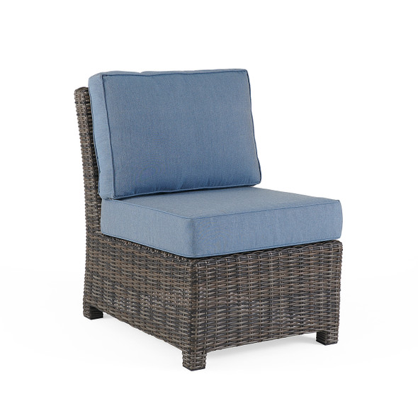 Venice Silver Outdoor Wicker with Cushions Armless Club Chair