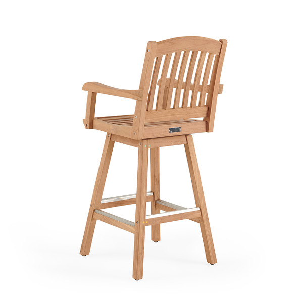 Eastchester Natural Stain Solid Teak Swivel Barstool