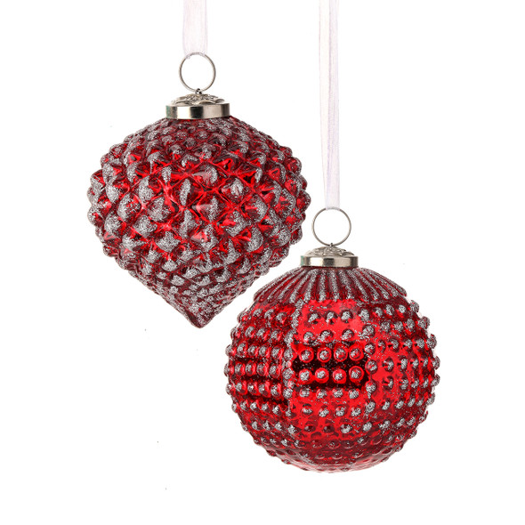 In-Store Only - 4 in. Christmas Jewels Glass Ball Ornaments, Assortment of 2