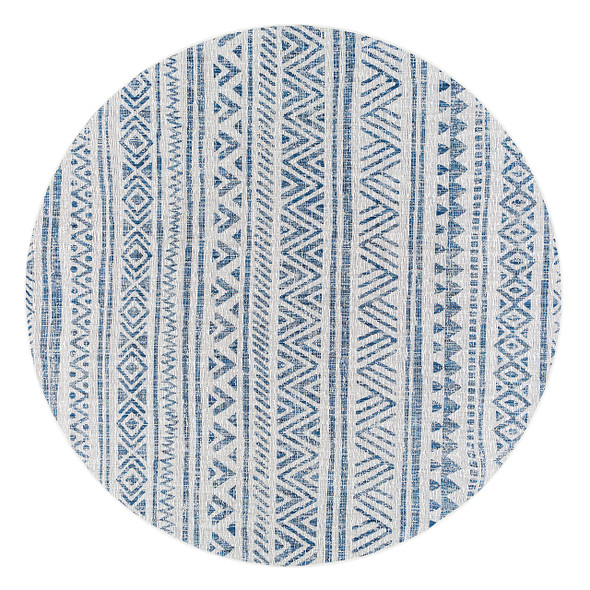 Tribal Navy Round Rug