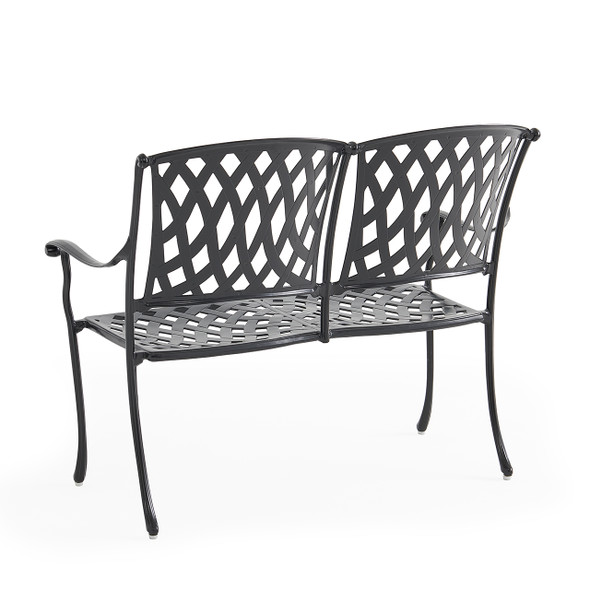 Tivoli Matte Black Cast Aluminum Loveseat Bench
