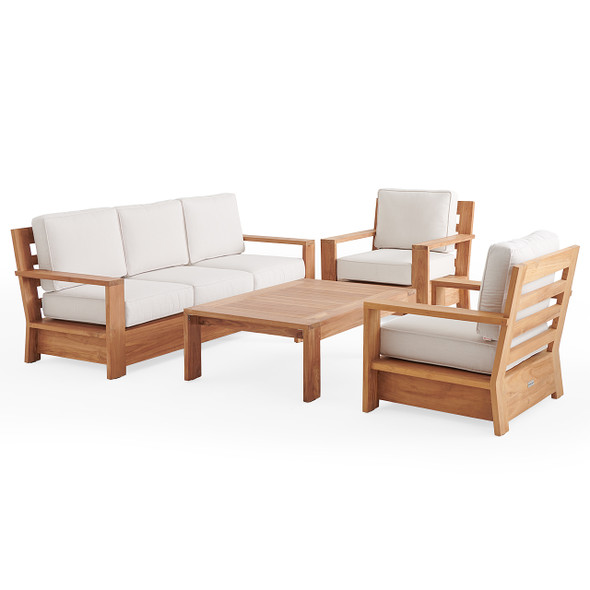 Castello Teak with Cushions 4 Piece Loveseat Group + 48 x 32 in. Coffee Table Castello Teak with Cushions 4 Piece Loveseat Group + 48 x 32 in. Coffee Table