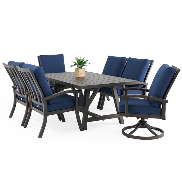 Fairmont Aged Bronze Aluminum with Cushions 7 Piece Combo Dining Set + 70 x 42 in. Table Fairmont Aged Bronze Aluminum with Cushions 7 Piece Combo Dining Set + 70 x 42 in. Table