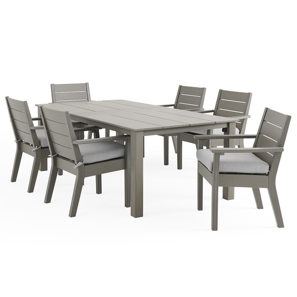 Montauk Polymer with Cushions 7 Piece Dining Set + 84 x 44 in. Table Montauk Polymer with Cushions 7 Piece Dining Set + 84 x 44 in. Table