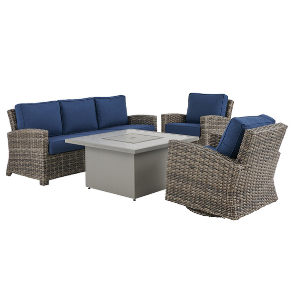 Sonoma Husk Outdoor Wicker with Cushions 4 Piece Swivel Sofa Group + 42 in. Sq. Sintered Fire Pit Table Sonoma Husk Outdoor Wicker with Cushions 4 Piece Swivel Sofa Group + 42 in. Sq. Sintered Fire Pit Table