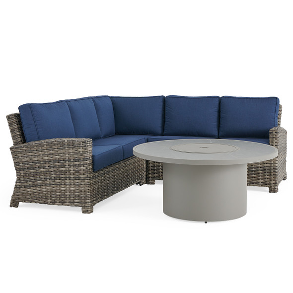 Sonoma Husk Outdoor Wicker with Cushions 4 Piece Sectional + 48 in. D Sintered Fire Pit Table Sonoma Husk Outdoor Wicker with Cushions 4 Piece Sectional + 48 in. D Sintered Fire Pit Table