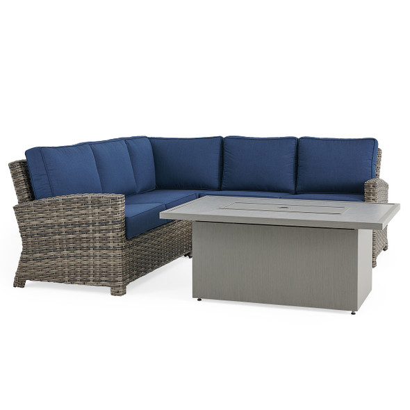 Sonoma Husk Outdoor Wicker with Cushions 4 Piece Sectional + 52 x 32 in. Sintered Fire Pit Table Sonoma Husk Outdoor Wicker with Cushions 4 Piece Sectional + 52 x 32 in. Sintered Fire Pit Table