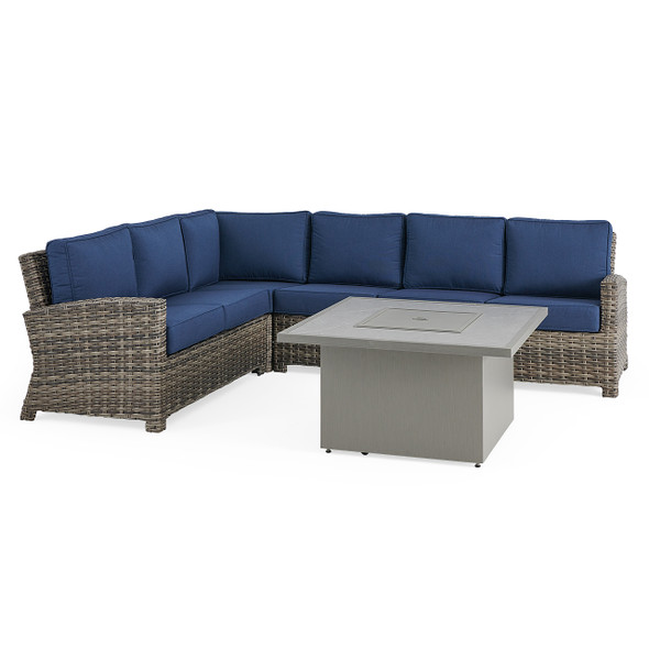 Sonoma Husk Outdoor Wicker with Cushions 5 Piece Sectional + 42 in. Sq. Sintered Fire Pit Table Sonoma Husk Outdoor Wicker with Cushions 5 Piece Sectional + 42 in. Sq. Sintered Fire Pit Table