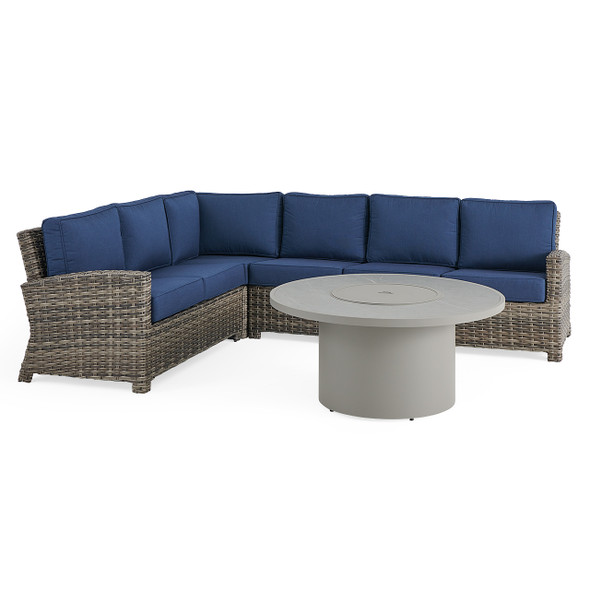 Sonoma Husk Outdoor Wicker with Cushions 5 Piece Sectional + 48 in. D Sintered Fire Pit Table Sonoma Husk Outdoor Wicker with Cushions 5 Piece Sectional + 48 in. D Sintered Fire Pit Table