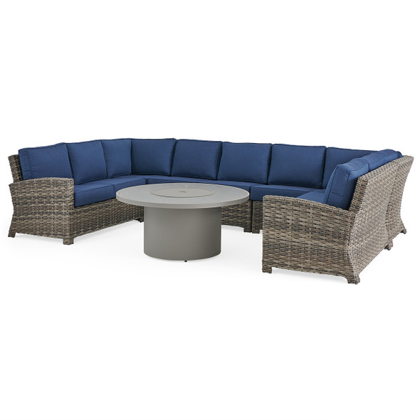 Sonoma Husk Outdoor Wicker with Cushions 8 Piece U-Shape Sectional + 48 in. D Sintered Fire Pit Sonoma Husk Outdoor Wicker with Cushions 8 Piece U-Shape Sectional + 48 in. D Sintered Fire Pit
