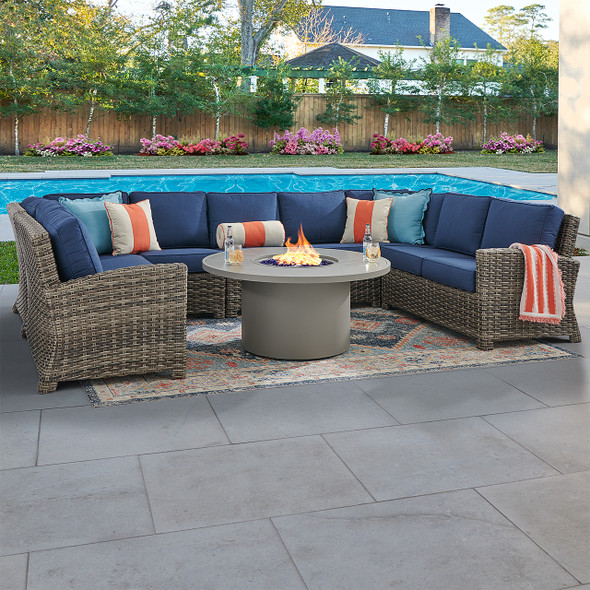 Sonoma Husk Outdoor Wicker with Cushions 8 Piece U-Shape Sectional + 48 in. D Sintered Fire Pit Sonoma Husk Outdoor Wicker with Cushions 8 Piece U-Shape Sectional + 48 in. D Sintered Fire Pit