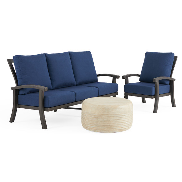 Fairmont Aged Bronze Aluminum with Cushions 3 Piece Sofa Group + 31 in. D Coffee Table Fairmont Aged Bronze Aluminum with Cushions 3 Piece Sofa Group + 31 in. D Coffee Table