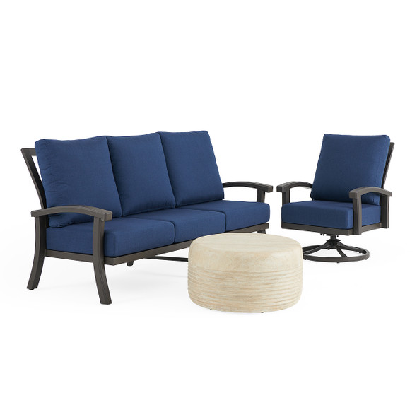 Fairmont Aged Bronze Aluminum with Cushions 3 Piece Swivel Sofa Group + 31 in. D Coffee Table Fairmont Aged Bronze Aluminum with Cushions 3 Piece Swivel Sofa Group + 31 in. D Coffee Table