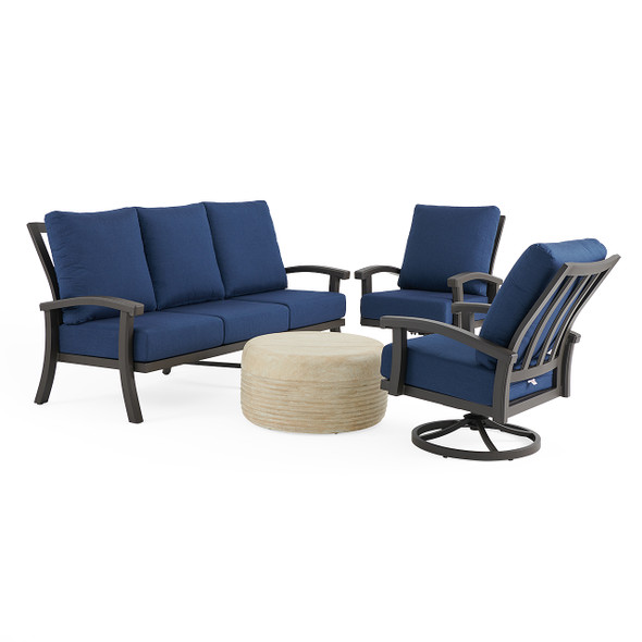 Fairmont Aged Bronze Aluminum with Cushions 4 Piece Swivel Sofa Group + 31 in. D Coffee Table Fairmont Aged Bronze Aluminum with Cushions 4 Piece Swivel Sofa Group + 31 in. D Coffee Table