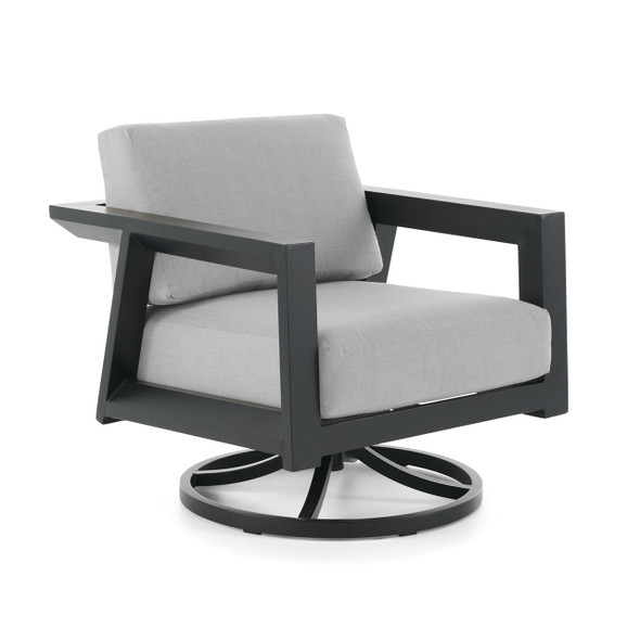 St. Lucia Midnight Aluminum with Cushions Swivel Rocker Club Chair