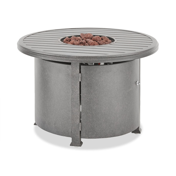 Carlisle Saddle Grey Cast Aluminum 36 in. D LP Fire Pit Slat Top Table Carlisle Saddle Grey Cast Aluminum 36 in. D LP Fire Pit Slat Top Table