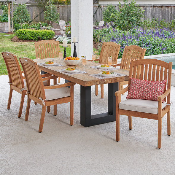 Eastchester Teak with Cushions 7 Piece Dining Set + Balencia 84 x 40 in. Table Eastchester Teak with Cushions 7 Piece Dining Set + Balencia 84 x 40 in. Table