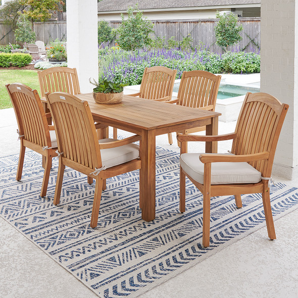 Eastchester Teak with Cushions 7 Piece Dining Set + Oxford 71 x 36 in. Table Eastchester Teak with Cushions 7 Piece Dining Set + Oxford 71 x 36 in. Table
