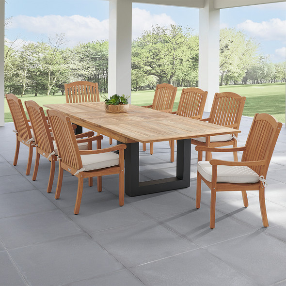 Eastchester Teak with Cushions 9 Piece Dining Set + Balencia 87-118 x 47 in. Extension Table Eastchester Teak with Cushions 9 Piece Dining Set + Balencia 87-118 x 47 in. Extension Table