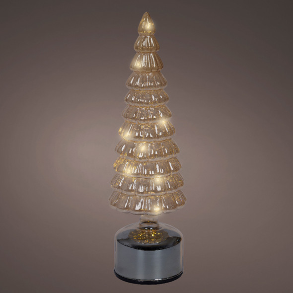 13.4 in. Amber Glass Christmas Tree Decor with 15 Warm White Lights 13.4 in. Amber Glass Christmas Tree Decor with 15 Warm White Lights