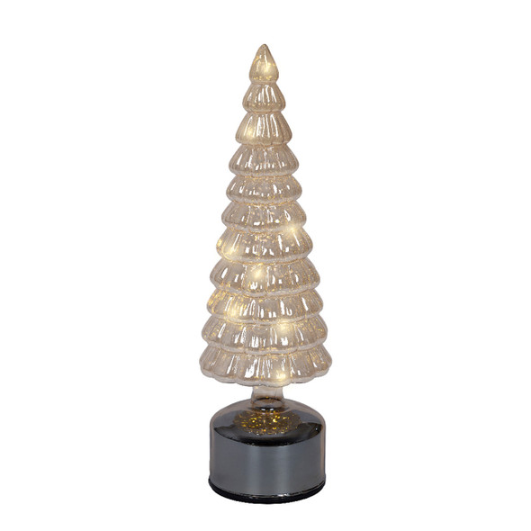 13.4 in. Amber Glass Christmas Tree Decor with 15 Warm White Lights 13.4 in. Amber Glass Christmas Tree Decor with 15 Warm White Lights