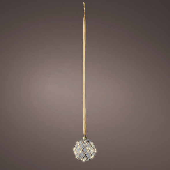 5.5 in. Gold and Diamond Glass Hanging Ball with 30 Micro LED Warm White Lights 5.5 in. Gold and Diamond Glass Hanging Ball with 30 Micro LED Warm White Lights