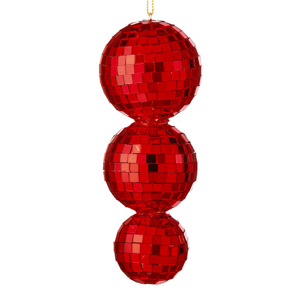 5.5 in. Red Triple Mirror Ball Ornament