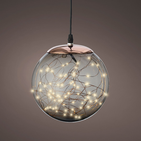 11.8 in. Smokey Shatterproof Hanging Ball Ornament with 140 Classic Warm White Lights 11.8 in. Smokey Shatterproof Hanging Ball Ornament with 140 Classic Warm White Lights