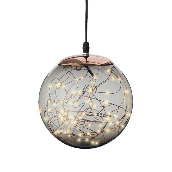 11.8 in. Smokey Shatterproof Hanging Ball Ornament with 140 Classic Warm White Lights 11.8 in. Smokey Shatterproof Hanging Ball Ornament with 140 Classic Warm White Lights