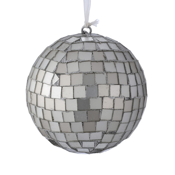 4 in. Silver Mosiac Mirror Ball Ornament