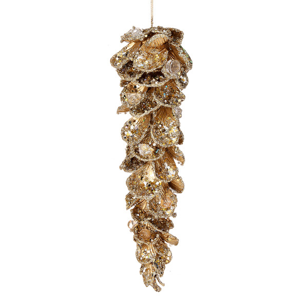 11.5 in. Gold Jeweled Petal Pinecone Ornament