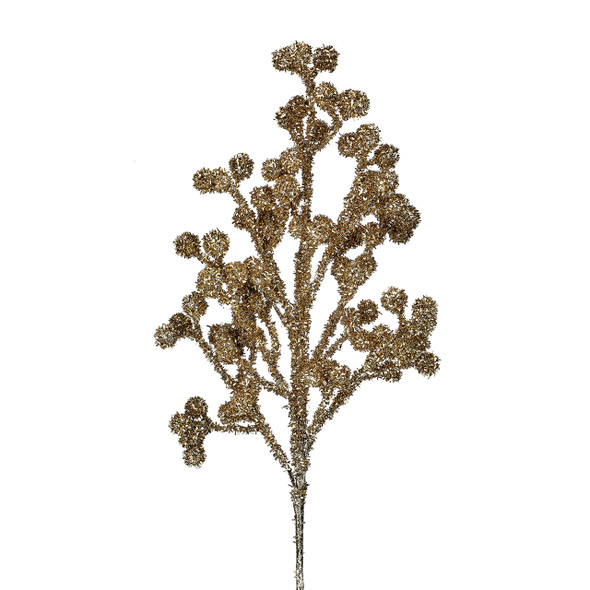 26 in. Champagne Gold Tinsel Berry Spray