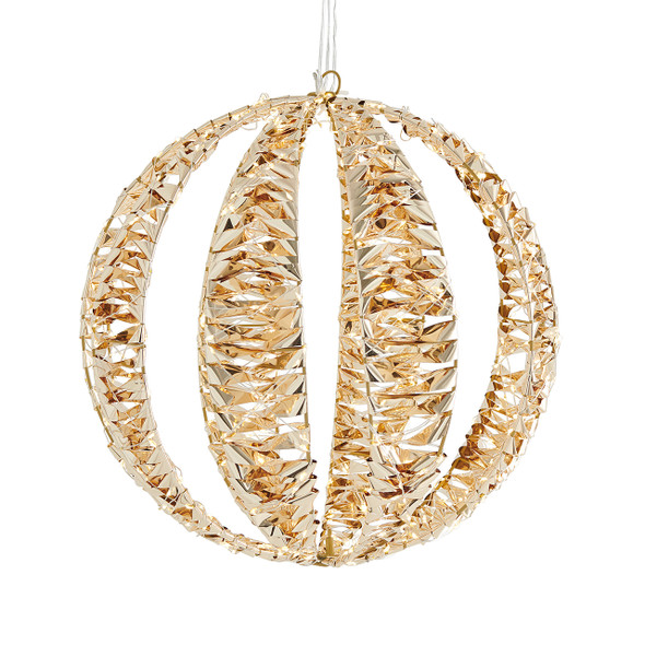 15.7 in. Gold Tinsel Sphere with 600 Warm White Lights