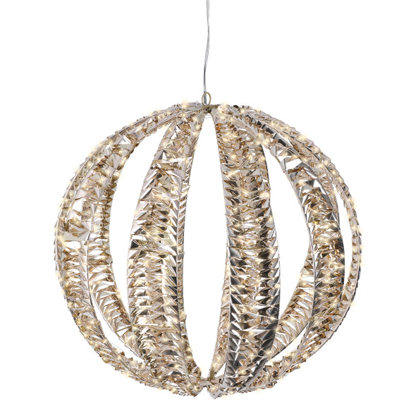 19.7 in. Gold Tinsel Sphere with 720 Warm White Lights