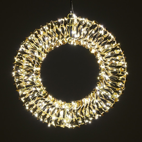 15 in. Gold Tinsel Wreath with 400 Warm White Lights
