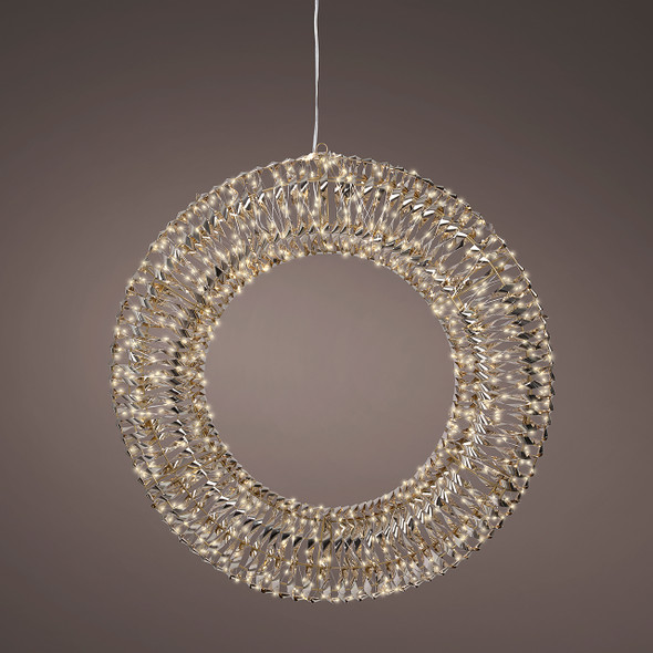 27.6 in. Gold Tinsel Wreath with 960 Warm White Lights
