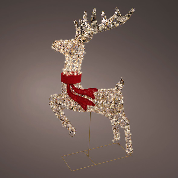 3.3 ft. Gold Tinsel Flying Reindeer with 720 Warm White Lights