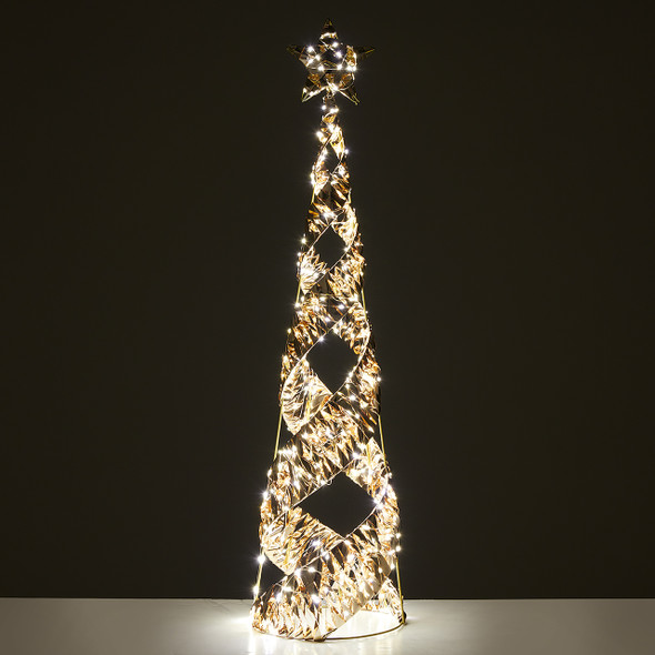 3.3 ft. Gold Tinsel Cone Tree with 600 Warm White Lights