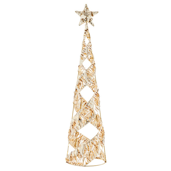 3.3 ft. Gold Tinsel Cone Tree with 600 Warm White Lights