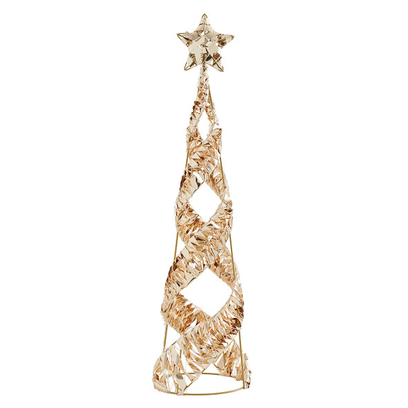31.5 in. Gold Tinsel Cone Tree with 400 Warm White Lights