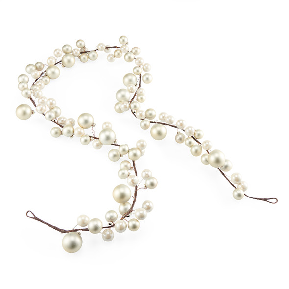 6 ft. Garland with Pearl Shatterproof Ball Ornaments