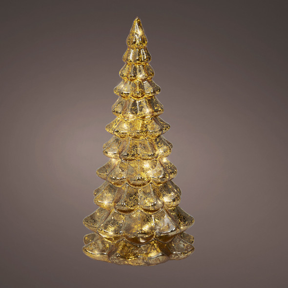Glass Christmas Tree Decor with Steady Warm White Lights