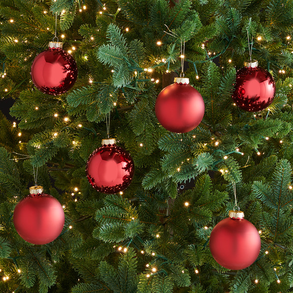 In-Store Only - 3 in. Red Glass Ball Ornaments, Set of 6